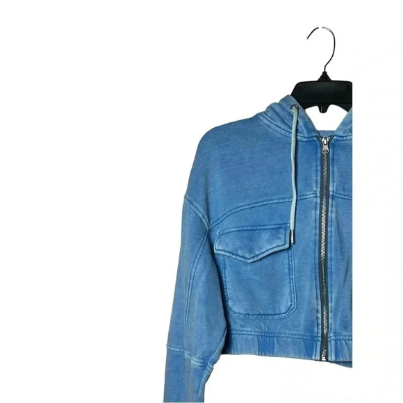 1687. URBAN OUTFITTERS CROPPED FULL ZIP JACKET WITH HOOD AND DRAWSTRING SIZE XSM - Picture 3 of 9